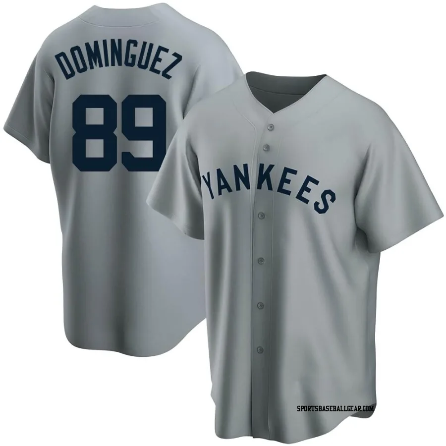 Jasson Dominguez Youth New York Yankees Gray Replica Road Cooperstown Collection Jersey