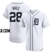 Javier Baez Men's Detroit Tigers White Elite Home Patch Jersey