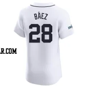 Javier Baez Men's Detroit Tigers White Elite Home Patch Jersey