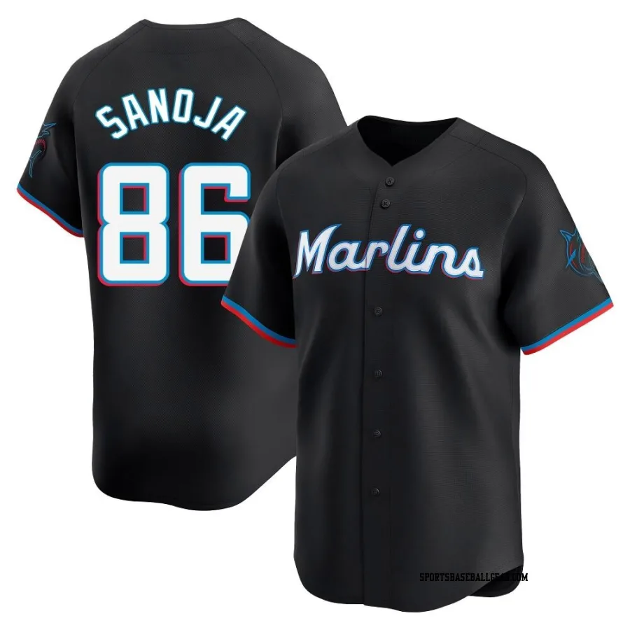 Javier Sanoja Men's Miami Marlins Black Limited Alternate Jersey