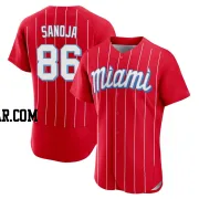 Javier Sanoja Men's Miami Marlins Red Authentic 2021 City Connect Jersey