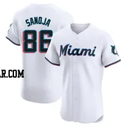 Javier Sanoja Men's Miami Marlins White Elite Home Jersey