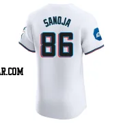 Javier Sanoja Men's Miami Marlins White Elite Home Patch Jersey