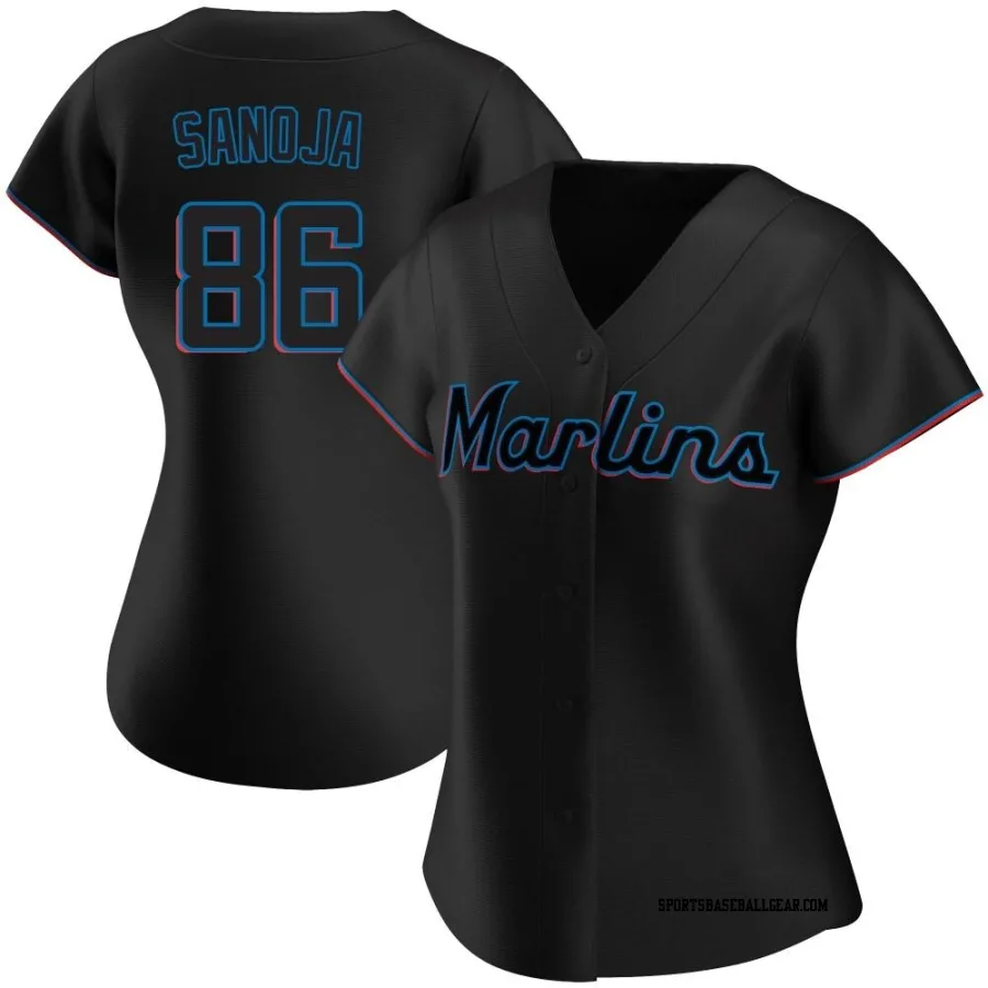 Javier Sanoja Women's Miami Marlins Black Replica Alternate Jersey