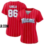 Javier Sanoja Women's Miami Marlins Red Replica 2021 City Connect Jersey