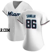 Javier Sanoja Women's Miami Marlins White Authentic Home Jersey