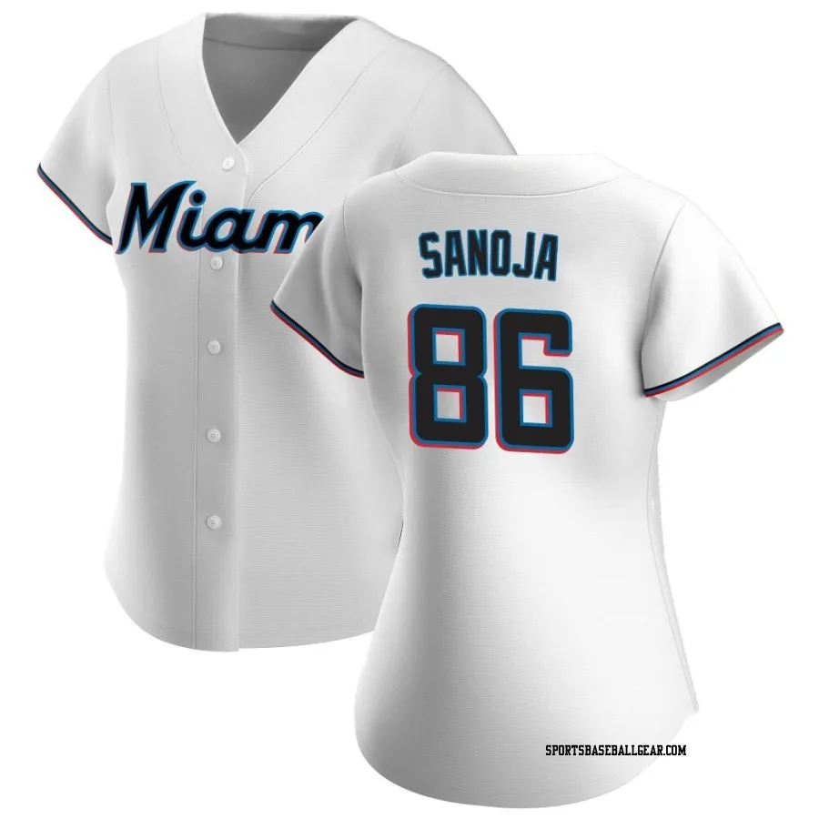 Javier Sanoja Women's Miami Marlins White Authentic Home Jersey