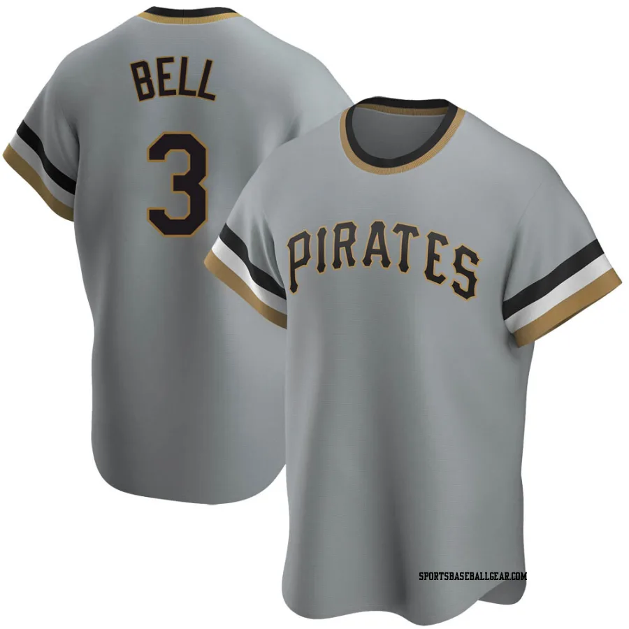 Jay Bell Men's Pittsburgh Pirates Gray Replica Road Cooperstown Collection Jersey