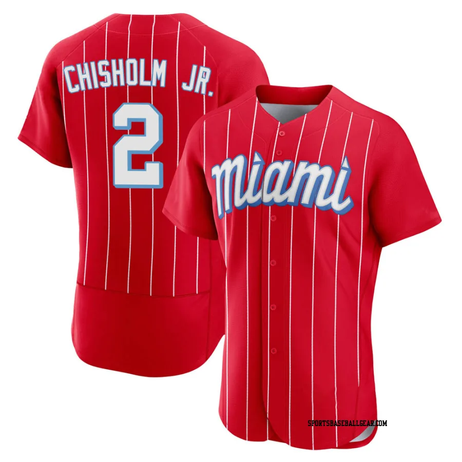 Jazz Chisholm Jr. Men's Miami Marlins Red Authentic 2021 City Connect Jersey