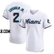 Jazz Chisholm Jr. Men's Miami Marlins White Elite Home Patch Jersey