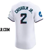 Jazz Chisholm Jr. Men's Miami Marlins White Elite Home Patch Jersey