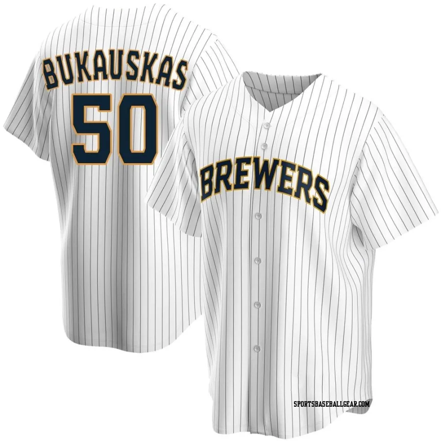 J.B. Bukauskas Youth Milwaukee Brewers White Replica Home Jersey