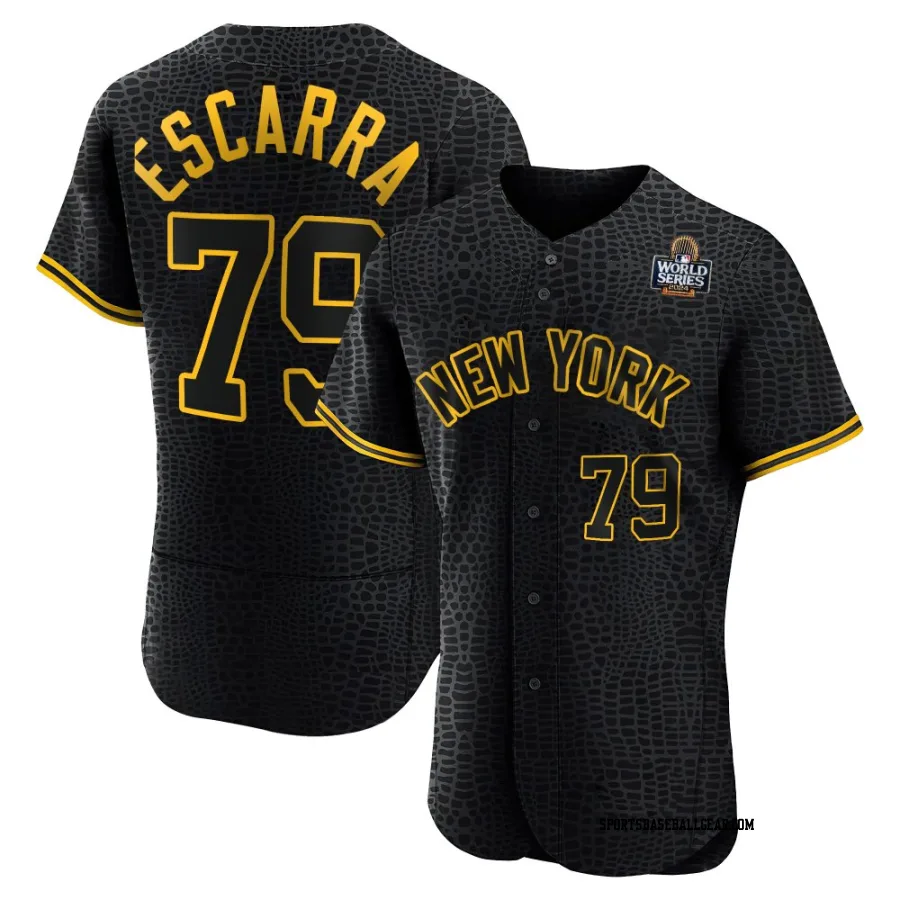 J.C. Escarra Men's New York Yankees Black Authentic Snake Skin City 2024 World Series Jersey