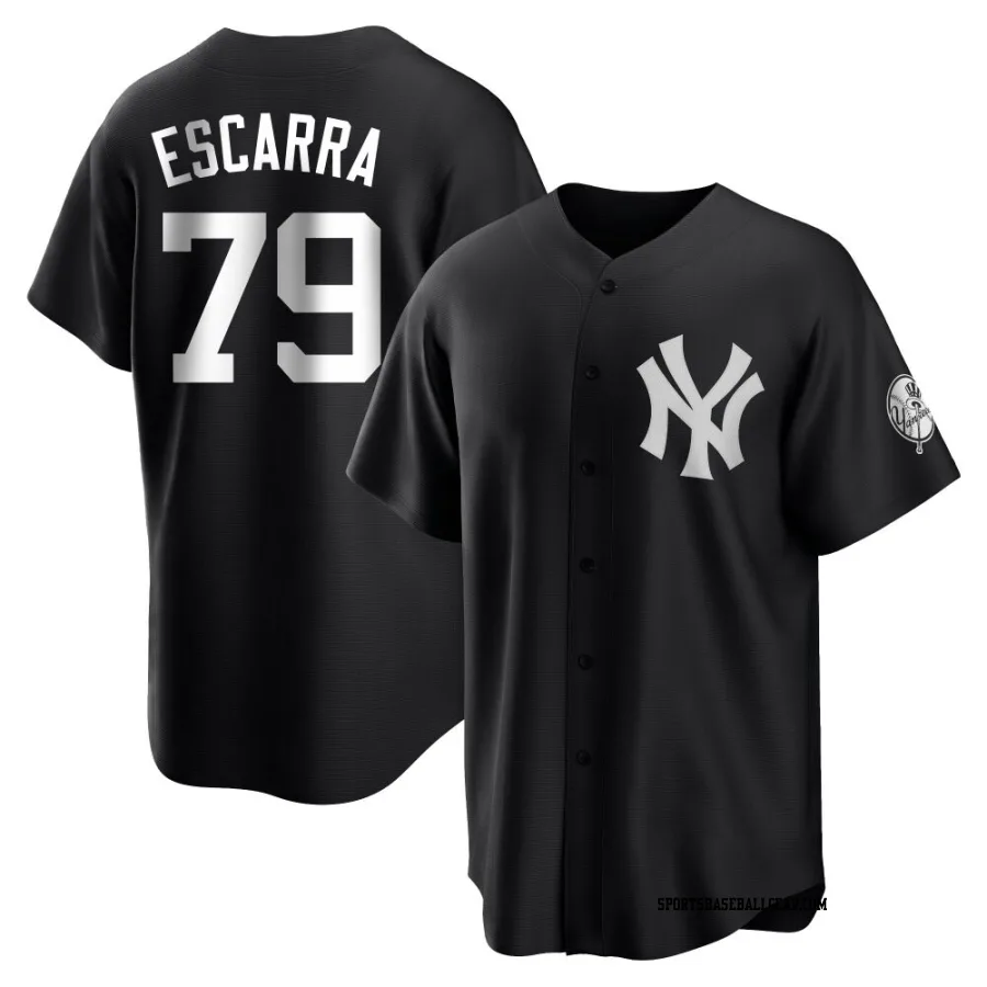 J.C. Escarra Men's New York Yankees Black/White Replica Jersey