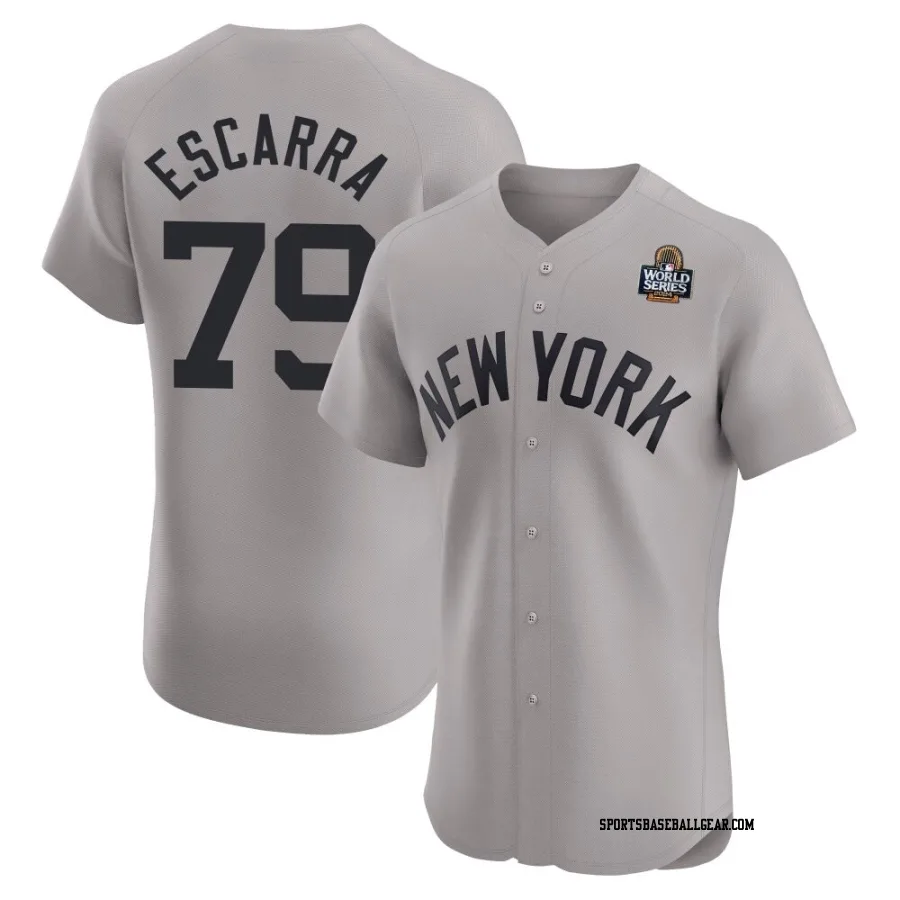 J.C. Escarra Men's New York Yankees Gray Elite Road 2024 World Series Jersey