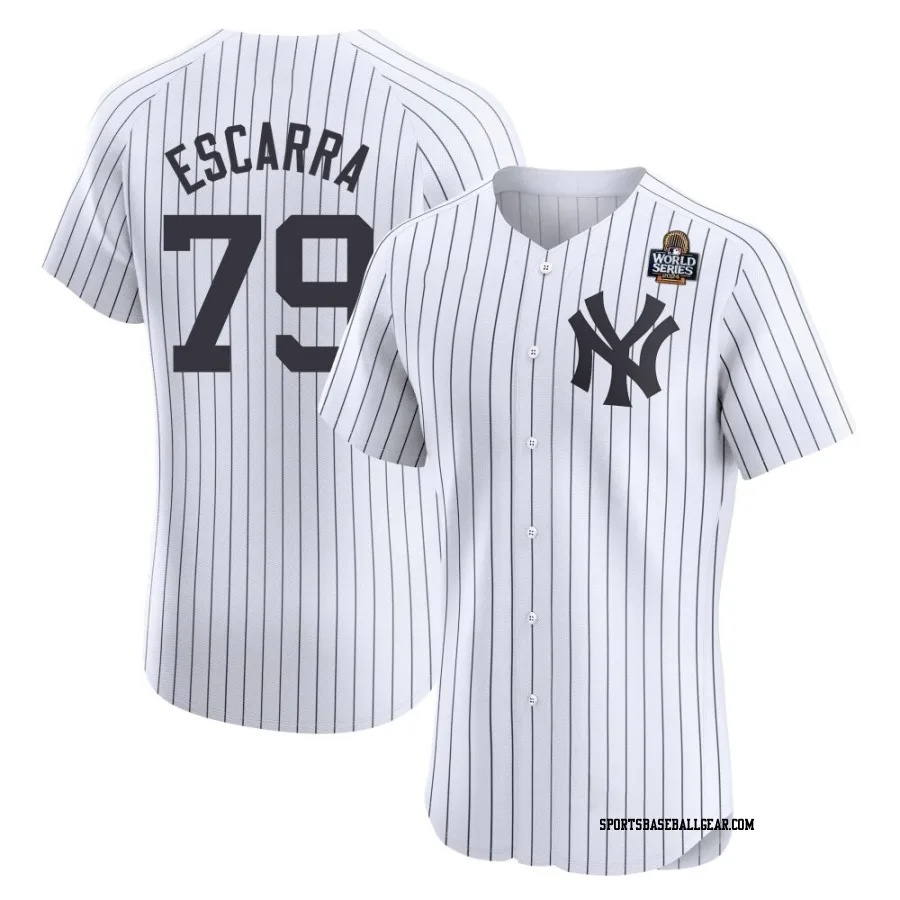 J.C. Escarra Men's New York Yankees White Elite Home 2024 World Series Jersey