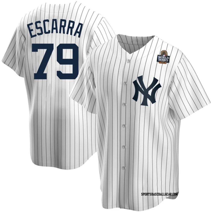 J.C. Escarra Men's New York Yankees White Replica Home 2024 World Series Jersey