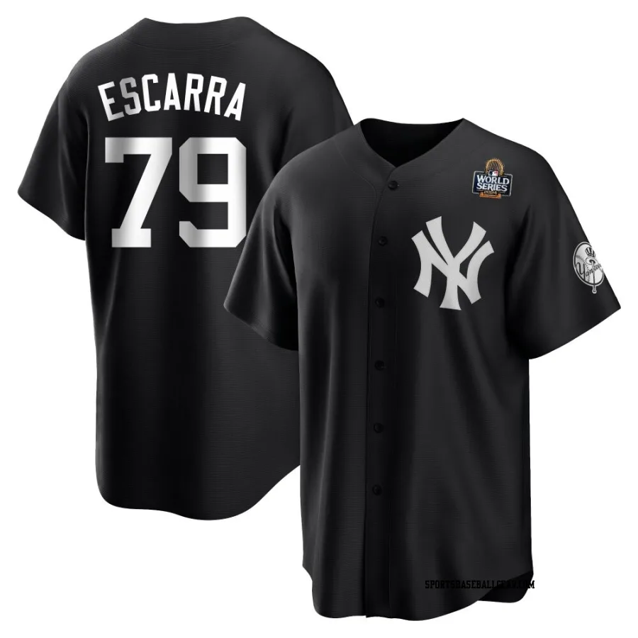 J.C. Escarra Youth New York Yankees Black/White Replica 2024 World Series Jersey