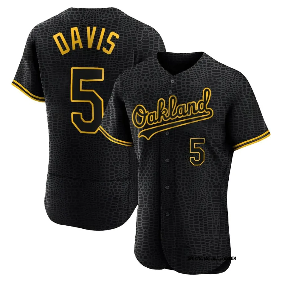 J.D. Davis Men's Oakland Athletics Black Authentic Snake Skin City Jersey