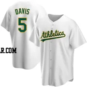 J.D. Davis Men's Oakland Athletics White Replica Home Jersey