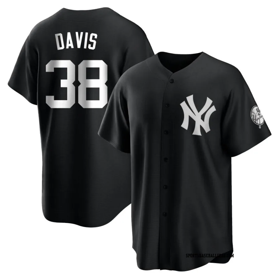 J.D. Davis Youth New York Yankees Black/White Replica Jersey