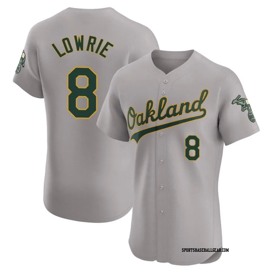 Jed Lowrie Men's Oakland Athletics Gray Elite Road Jersey