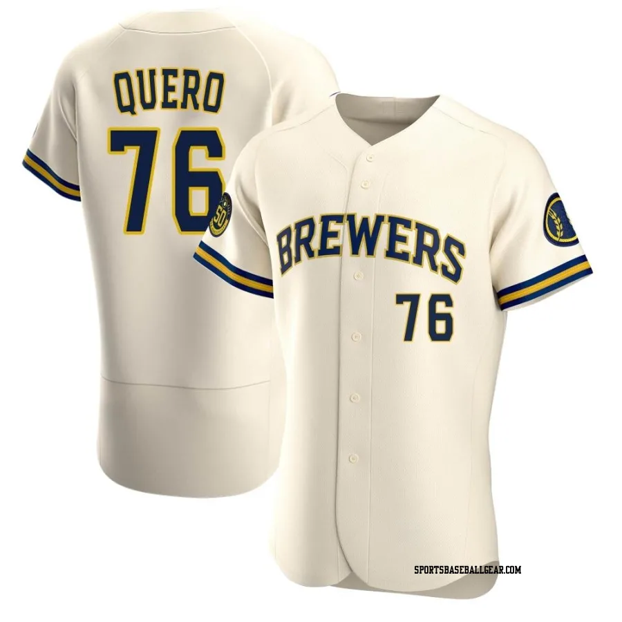 Jeferson Quero Men's Milwaukee Brewers Cream Authentic Home Jersey