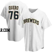 Jeferson Quero Men's Milwaukee Brewers White Replica Home Jersey