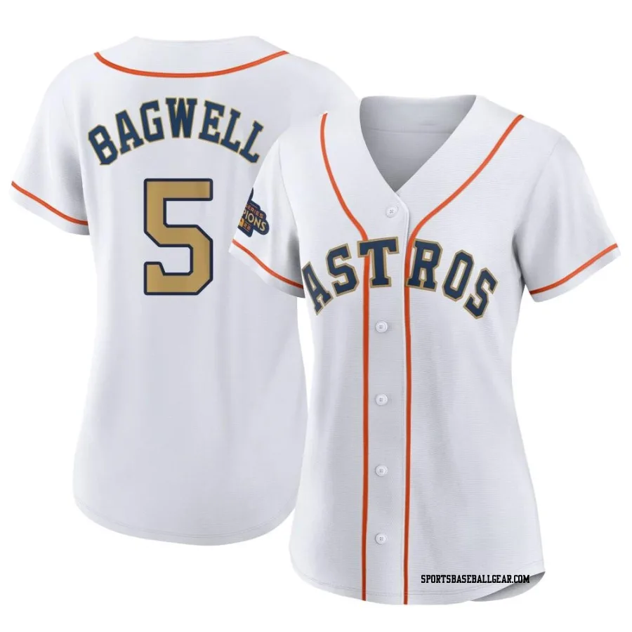 Jeff Bagwell Women's Houston Astros Gold Authentic White 2023 Collection Jersey