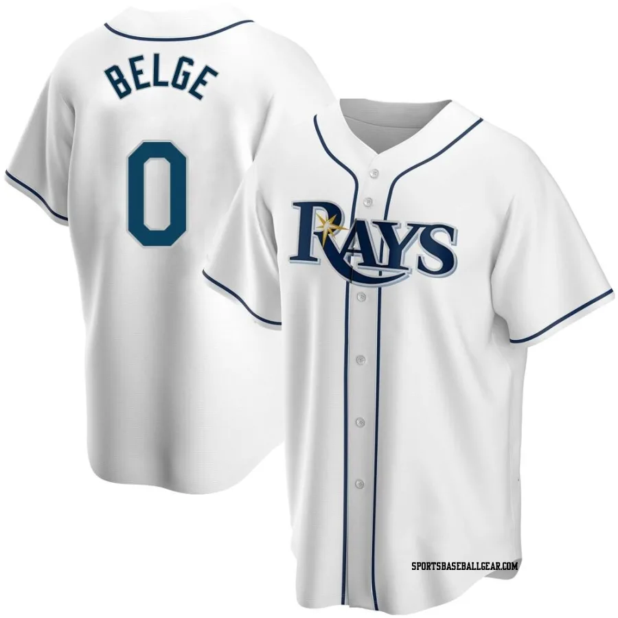 Jeff Belge Men's Tampa Bay Rays White Replica Home Jersey