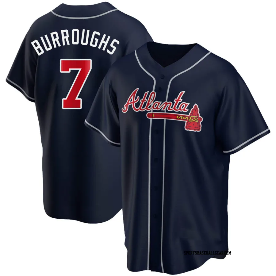 Jeff Burroughs Men's Atlanta Braves Navy Replica Alternate Jersey