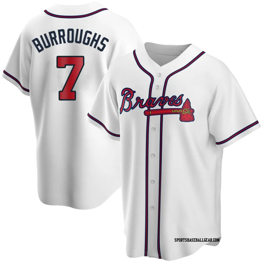 Jeff Burroughs Men's Atlanta Braves White Replica Home Jersey