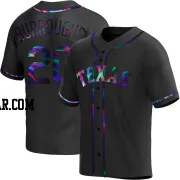 Jeff Burroughs Men's Texas Rangers Black Holographic Replica Alternate Jersey