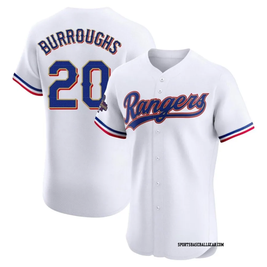 Jeff Burroughs Men's Texas Rangers Gold Elite White 2024 Collection Jersey