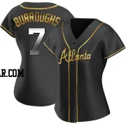 Jeff Burroughs Women's Atlanta Braves Black Golden Replica Alternate Jersey