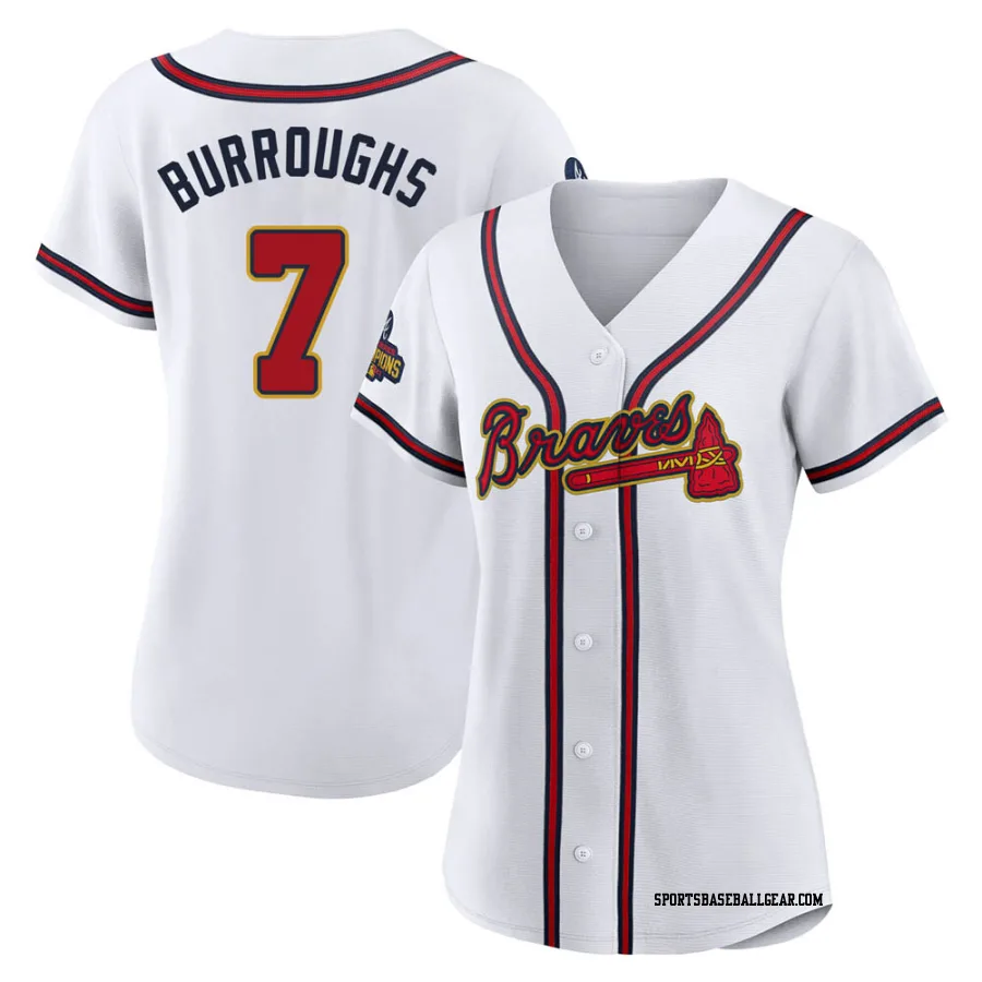 Jeff Burroughs Women's Atlanta Braves Gold Authentic White 2022 Program Jersey