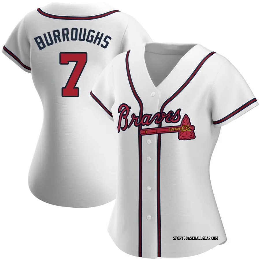 Jeff Burroughs Women's Atlanta Braves White Replica Home Jersey