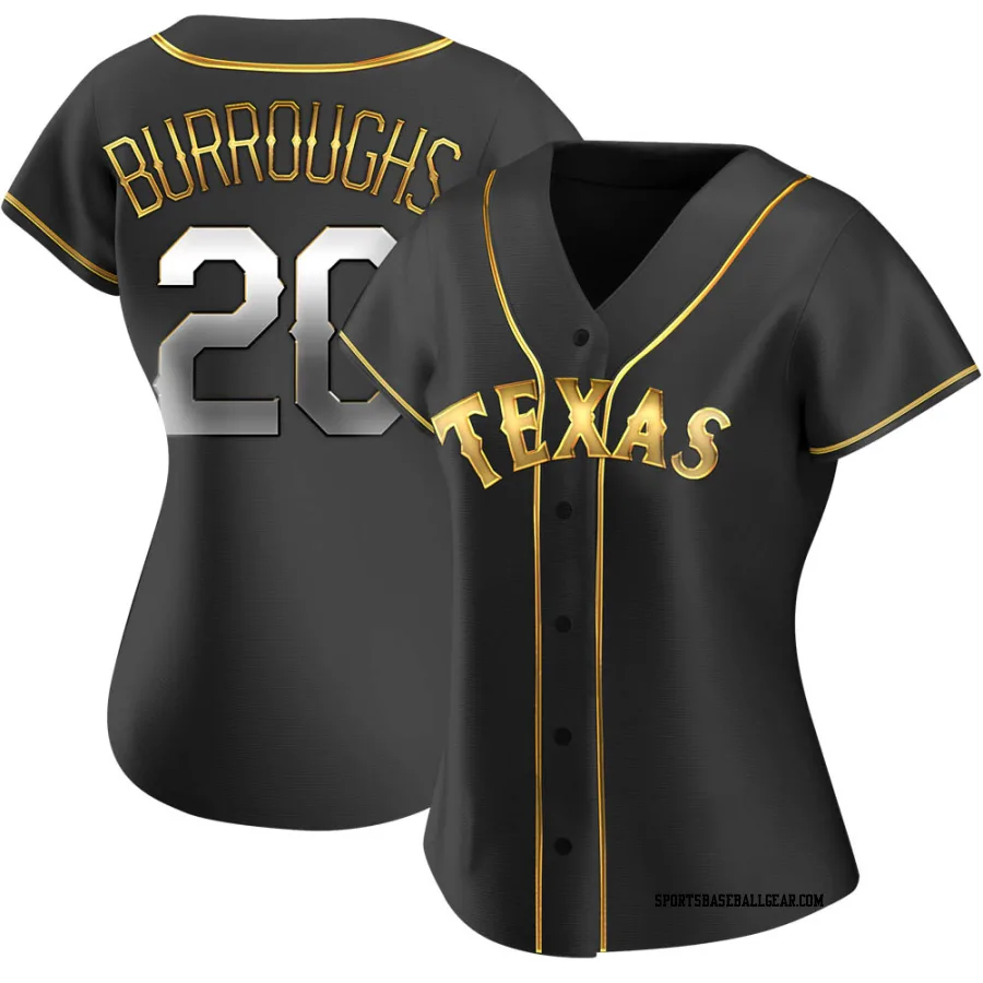 Jeff Burroughs Women's Texas Rangers Black Golden Replica Alternate Jersey