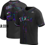 Jeff Burroughs Youth Texas Rangers Black Holographic Replica Alternate 2023 World Series Jersey