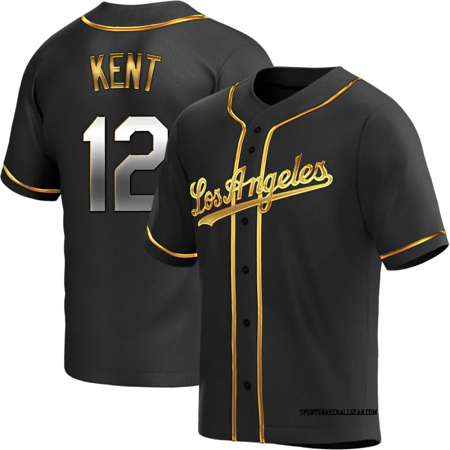 Jeff Kent Men's Los Angeles Dodgers Black Golden Replica Alternate Jersey