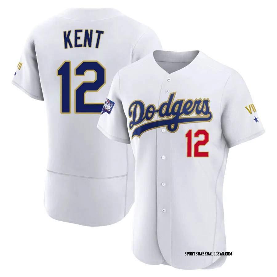 Jeff Kent Men's Los Angeles Dodgers White/Gold Authentic 2021 Gold Program Player Jersey