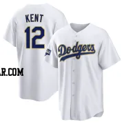 Jeff Kent Men's Los Angeles Dodgers White/Gold Replica 2021 Gold Program Player Jersey