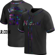 Jeff Lindgren Men's Miami Marlins Black Holographic Replica Alternate Jersey