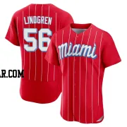 Jeff Lindgren Men's Miami Marlins Red Authentic 2021 City Connect Jersey