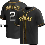 Jeff Mathis Men's Texas Rangers Black Golden Replica Alternate Jersey