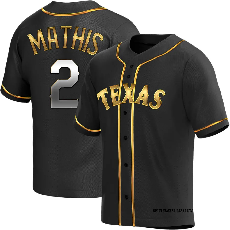 Jeff Mathis Men's Texas Rangers Black Golden Replica Alternate Jersey