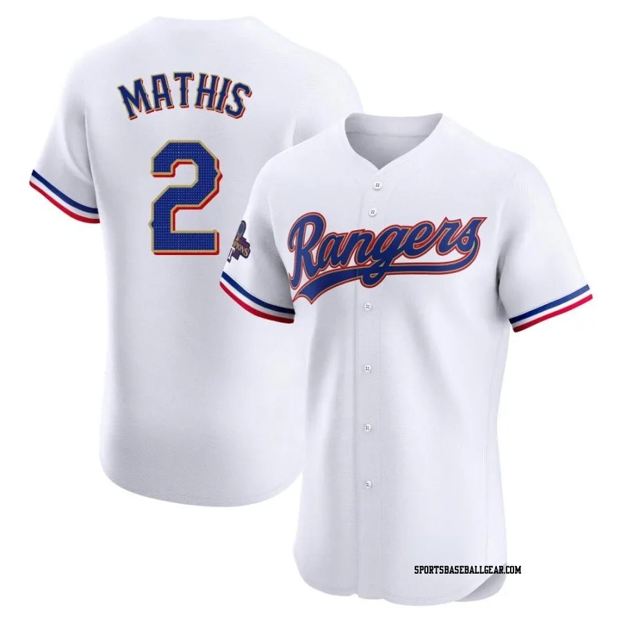 Jeff Mathis Men's Texas Rangers Gold Elite White 2024 Collection Jersey