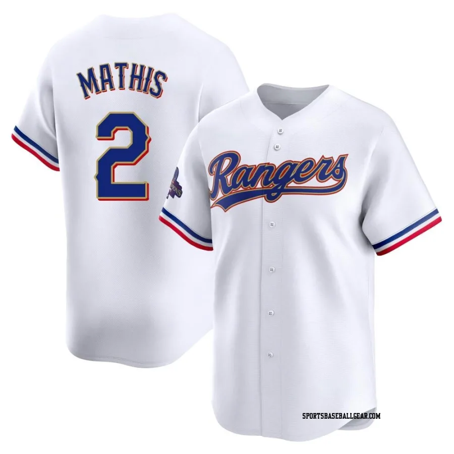 Jeff Mathis Men's Texas Rangers Gold Limited White 2024 Collection Jersey