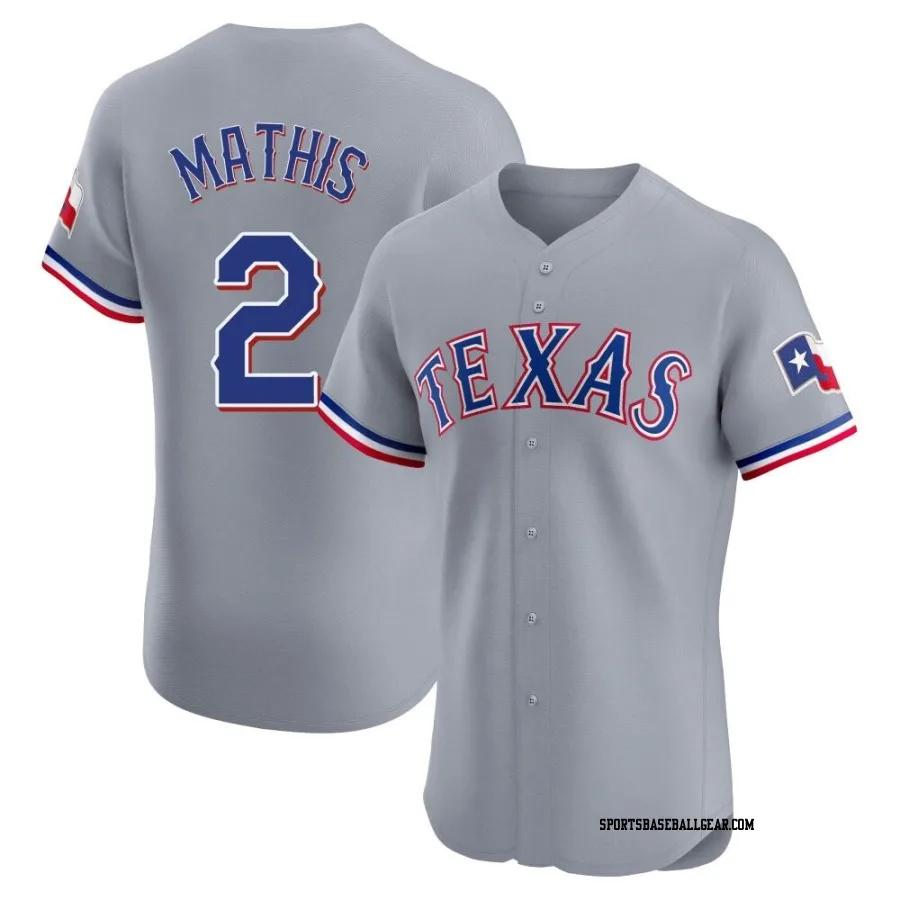 Jeff Mathis Men's Texas Rangers Gray Elite Road Jersey