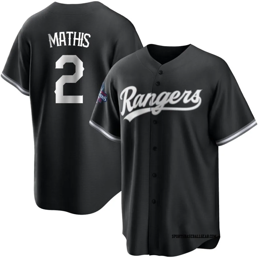 Jeff Mathis Men's Texas Rangers White Replica Black 2023 World Series Champions Jersey